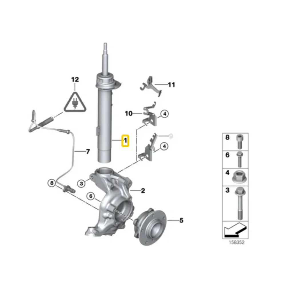 Bmw Bilstein Front Absorber Right Side E90 31316786006 31306771178 31316767322 31316768212 31316768220 31316771178