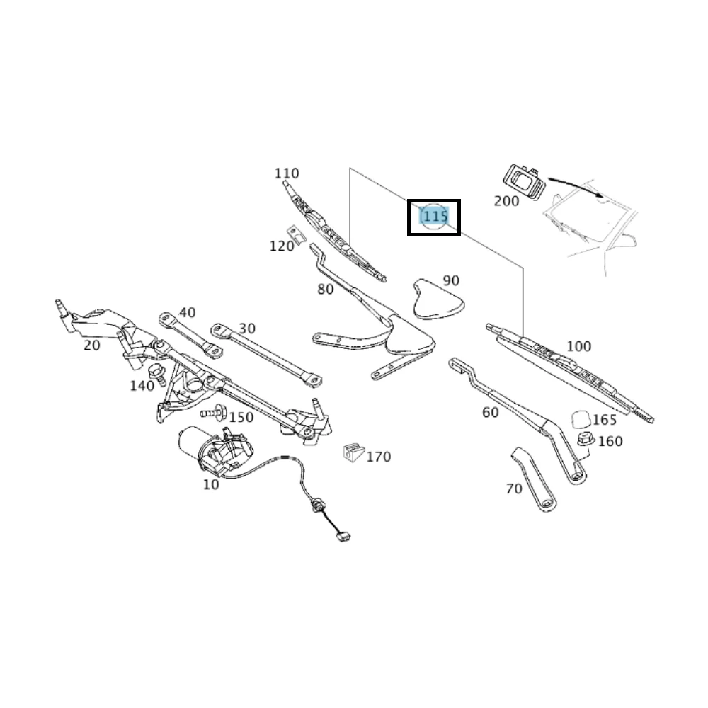 Mercedes Benz Bosch Front Windshield Wiper Blade Set W203 W903-313Cdi Sprint 3397001802 2038202145