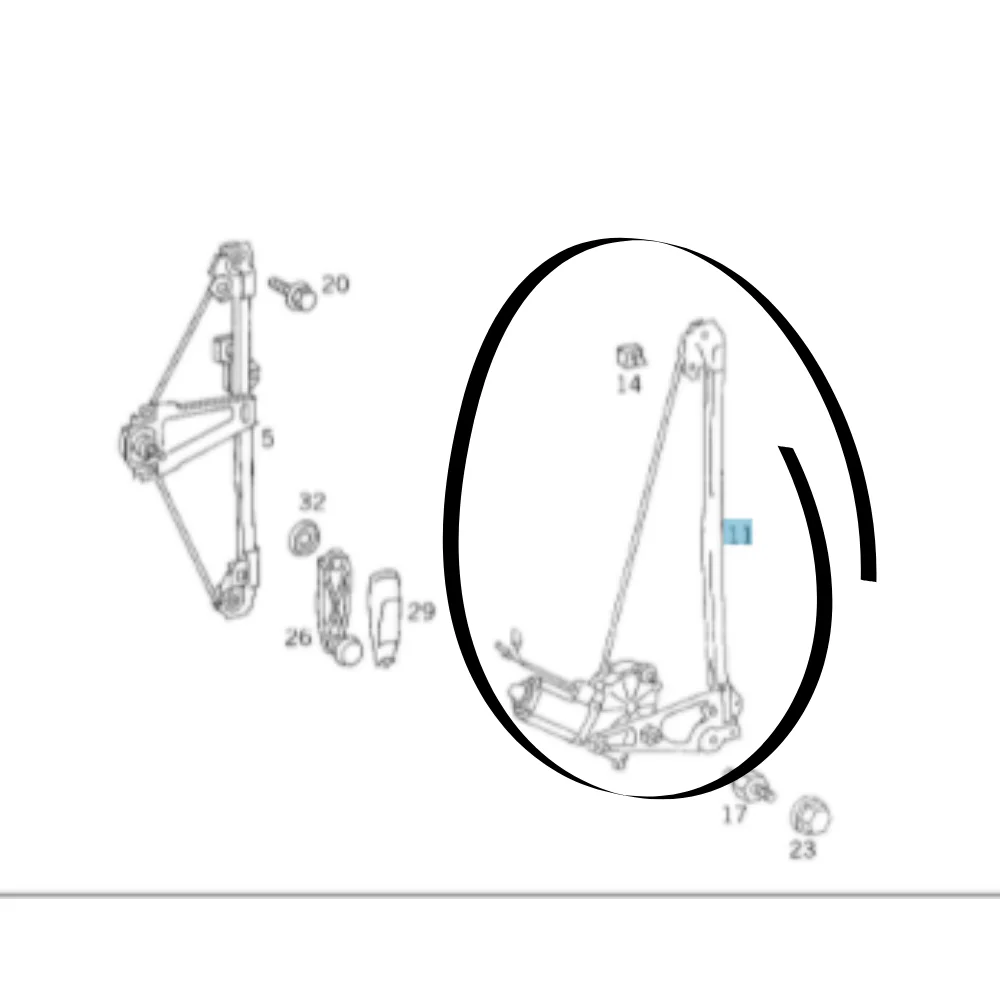 Mercedes-Benz Automotive-Tronics Rear Door Power Window Regulator R/H W124 1247300446 1247300846