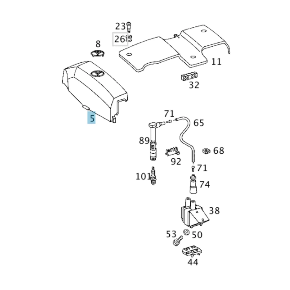 Original Mercedes Benz Engine Front Plug Cover / Protective Cover M111 920/40/1/60/1 1111500066