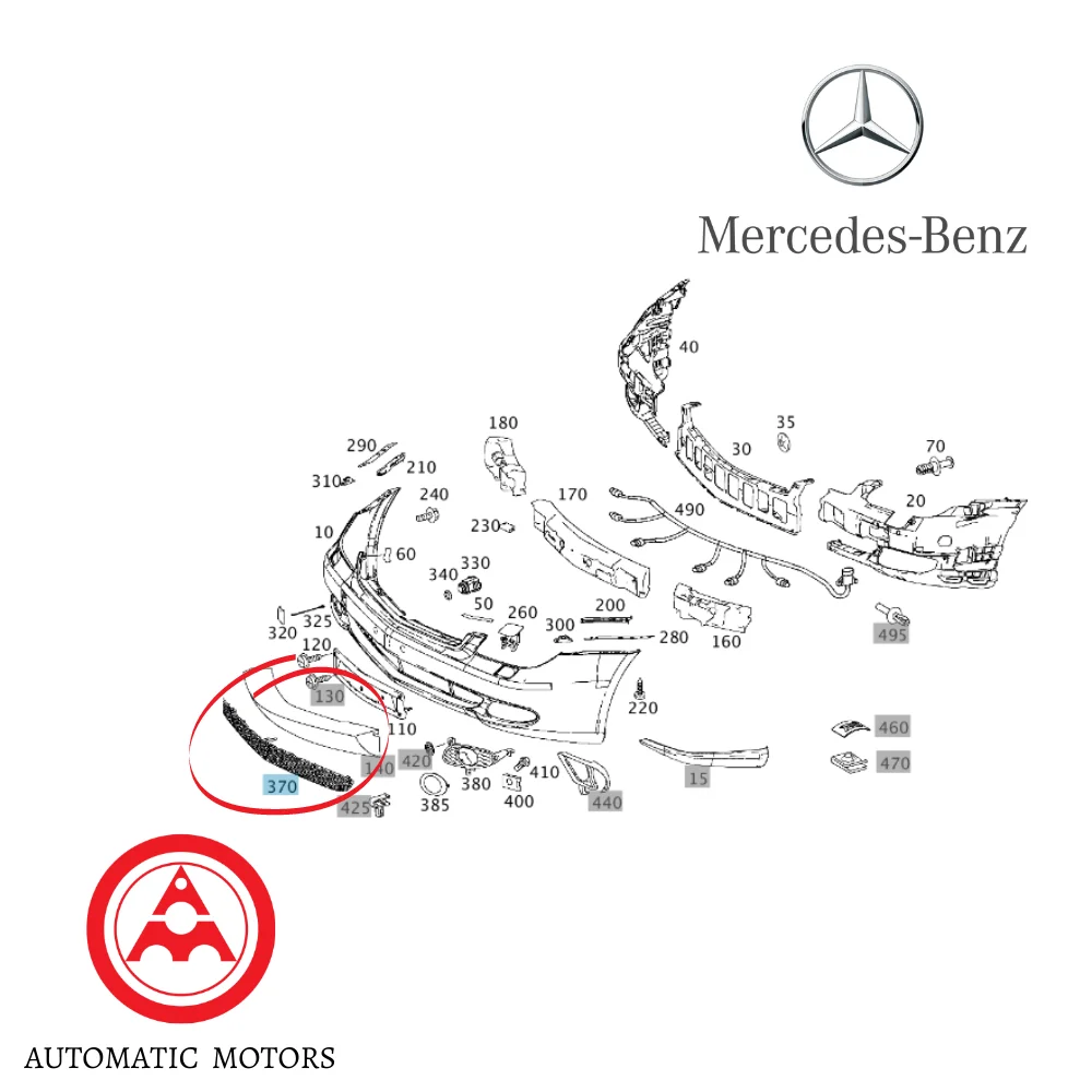 Original Mercedes Benz Front Bumper Lower Center Grille W219-UTC 2198850053