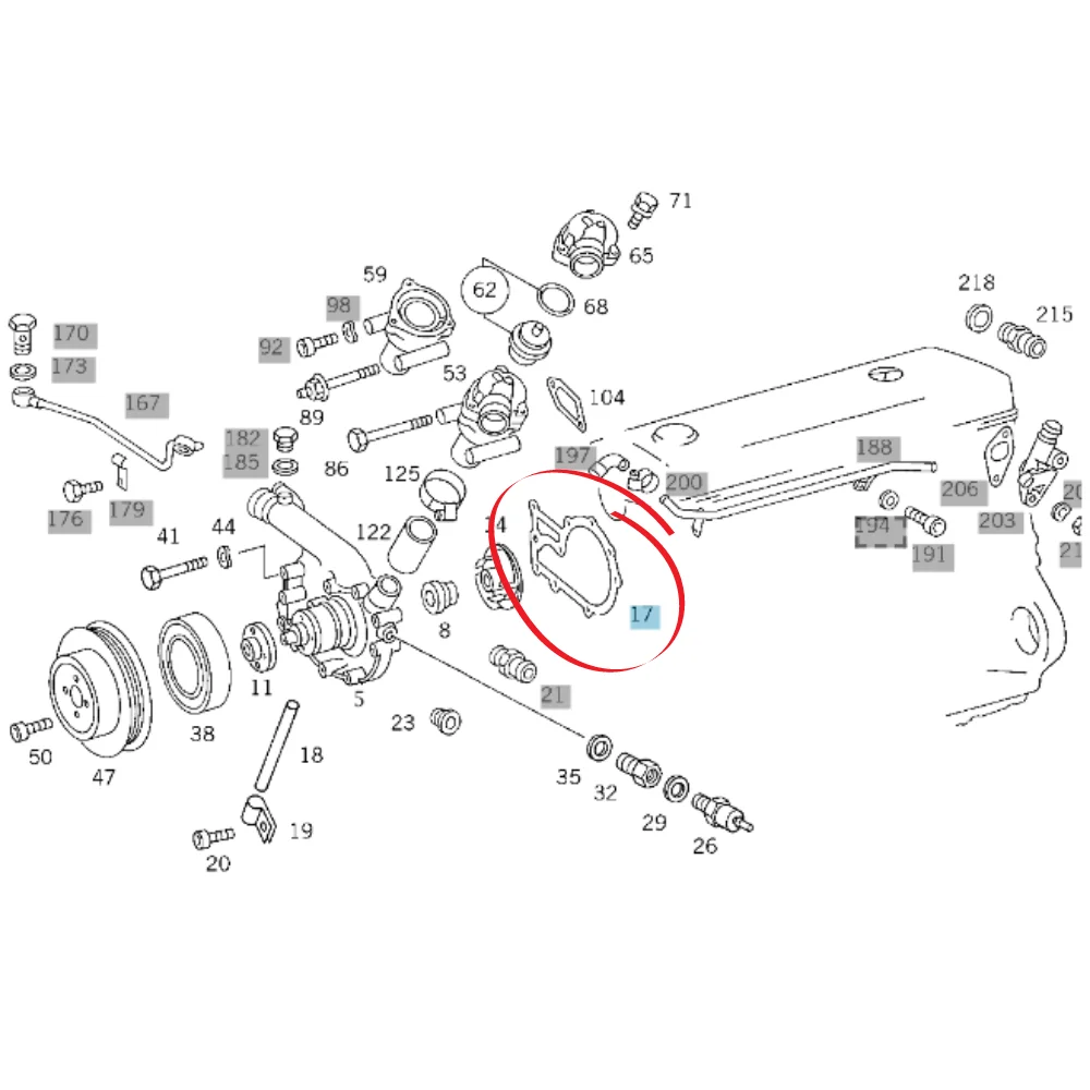 Mercedes Benz Elring Water Pump Gasket M102 1022010180 1022010080 812188