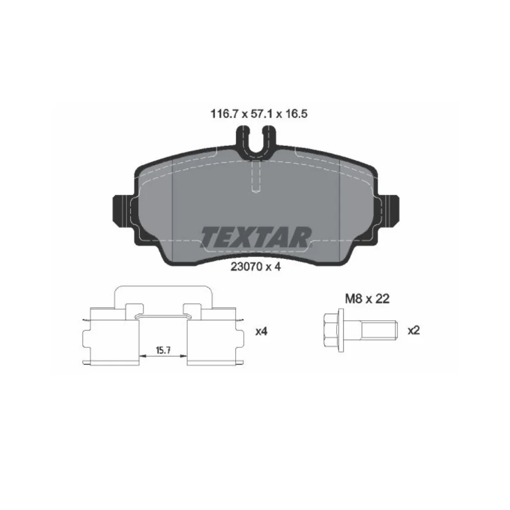 Mercedes Benz Textar Front Brake Pad Set W168 A-Class 2307003 1684200020 1684200120 1684200720 1684200820