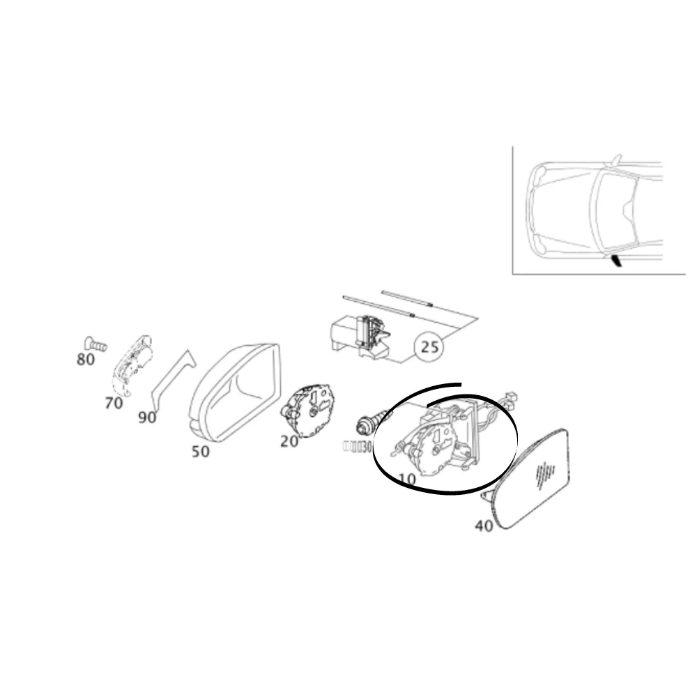 Mercedes Benz Ulo Door Mirror Motor / Frame L/H W203 2038106576 2038102576 303700