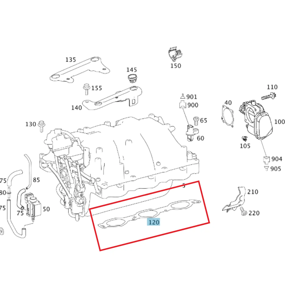 Original Mercedes Benz Intake Manifold Gasket L/H M272 920 940/1/2/3/4 960/3/4/5/7 970/2 2721412280 2721412080 713501400