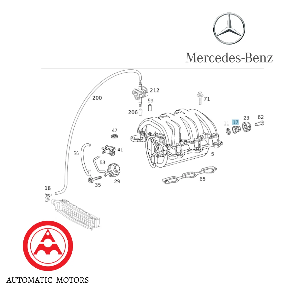 Original Mercedes Benz Booster Vacumn Pipe Inner Joint Red M111 M112 ON-Intake-Manifold 1111410242