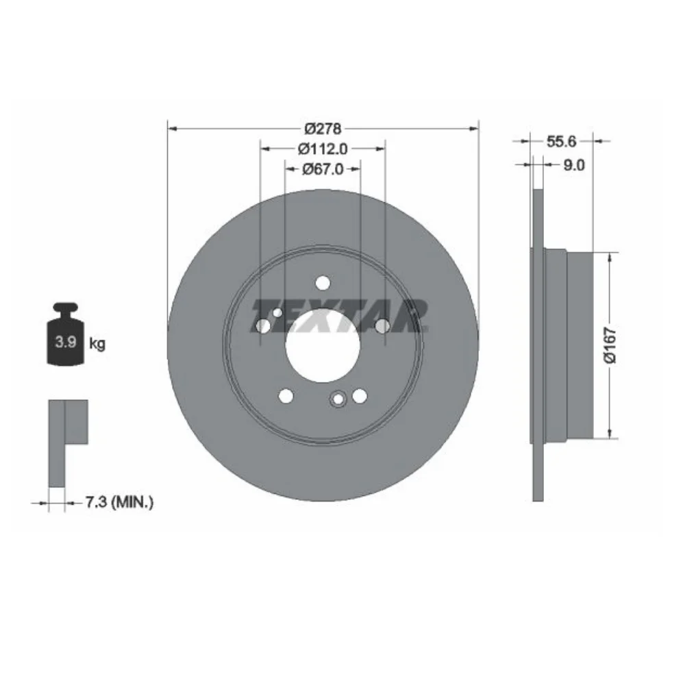 Mercedes Benz Textar Rear Brake Disc SET W210 E200/230/240 W203 [ W124 T124 24V ] 1244230512 2104230912 2104230412 20342