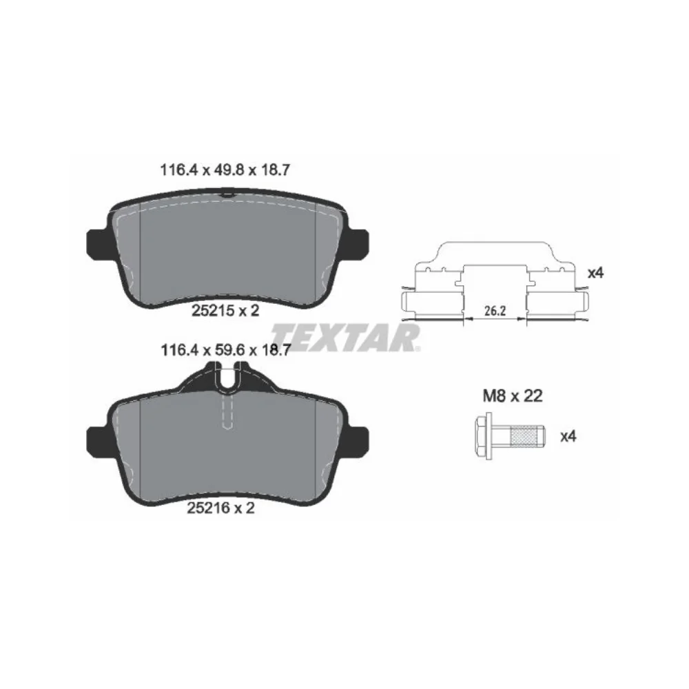 Mercedes Benz Textar Rear Brake Pad Set 45Amg-W176 W117 W172-SLK55AMG W166 ML63AMG W292 0074209020 0064206820 0064203320