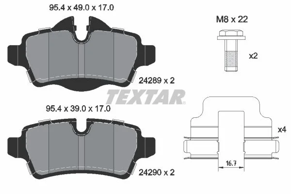 Mini R56 R57 Textar Rear Brake Pad Set 34216794059 34216778327 0252428917 2428901