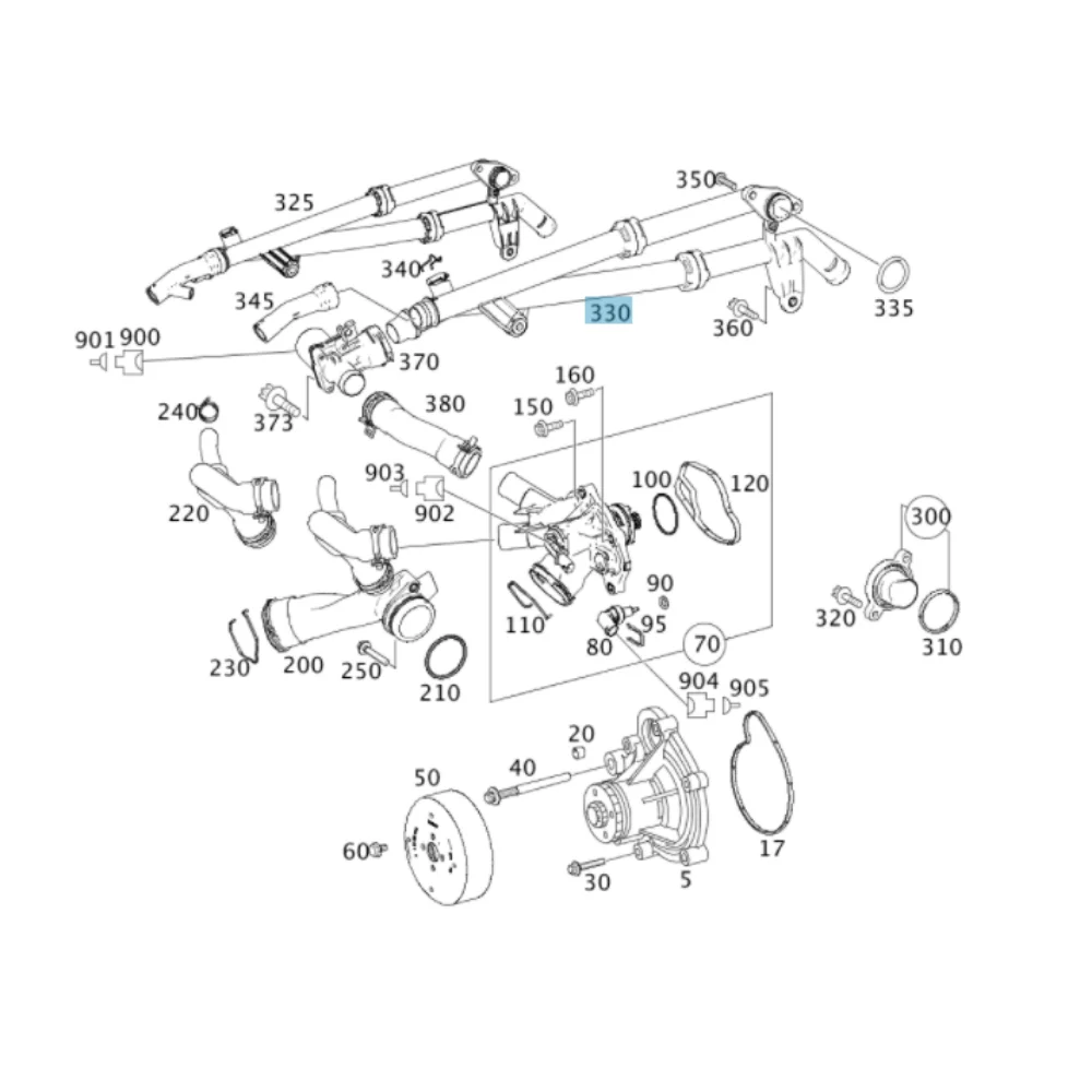 Mercedes Benz Bbr Pv Water Line To Engine Oil Cooler M271-CGI 820 860 861 2712002452 2710103797