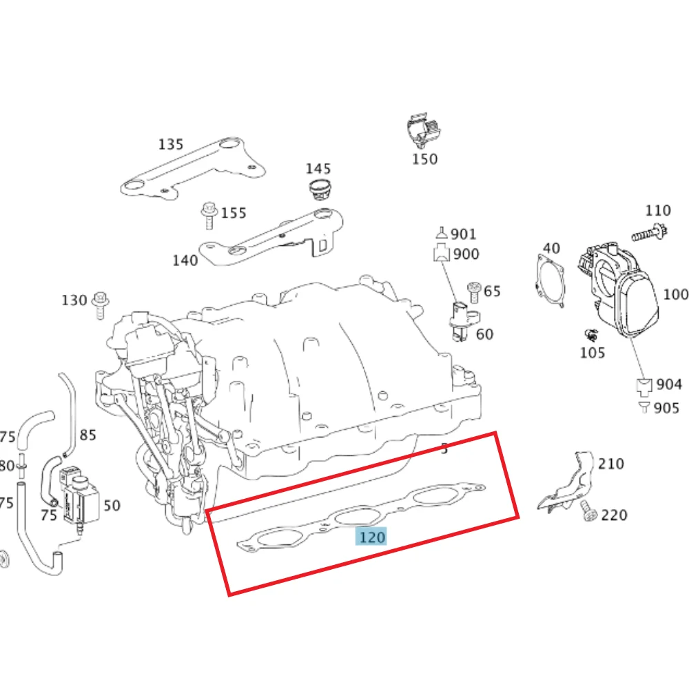 Original Mercedes Benz Intake Manifold Gasket R/H M272 920 940/1/2/3/4 960/3/4/5/7 970/2 2721412380 2721412180 713501300