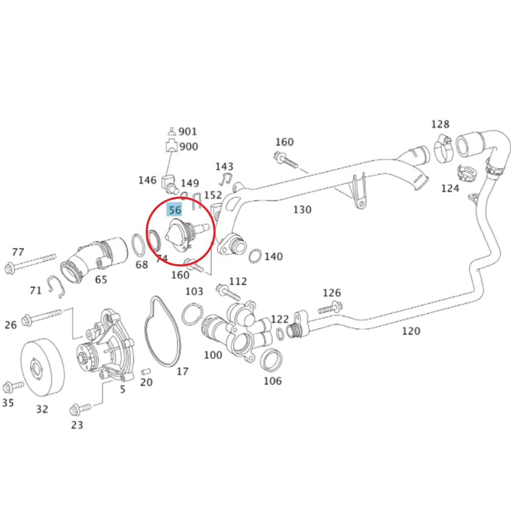 Mercedes Benz Meyle Thermostat 90C M271 2712030575 2712030375 2712000015 2712030475