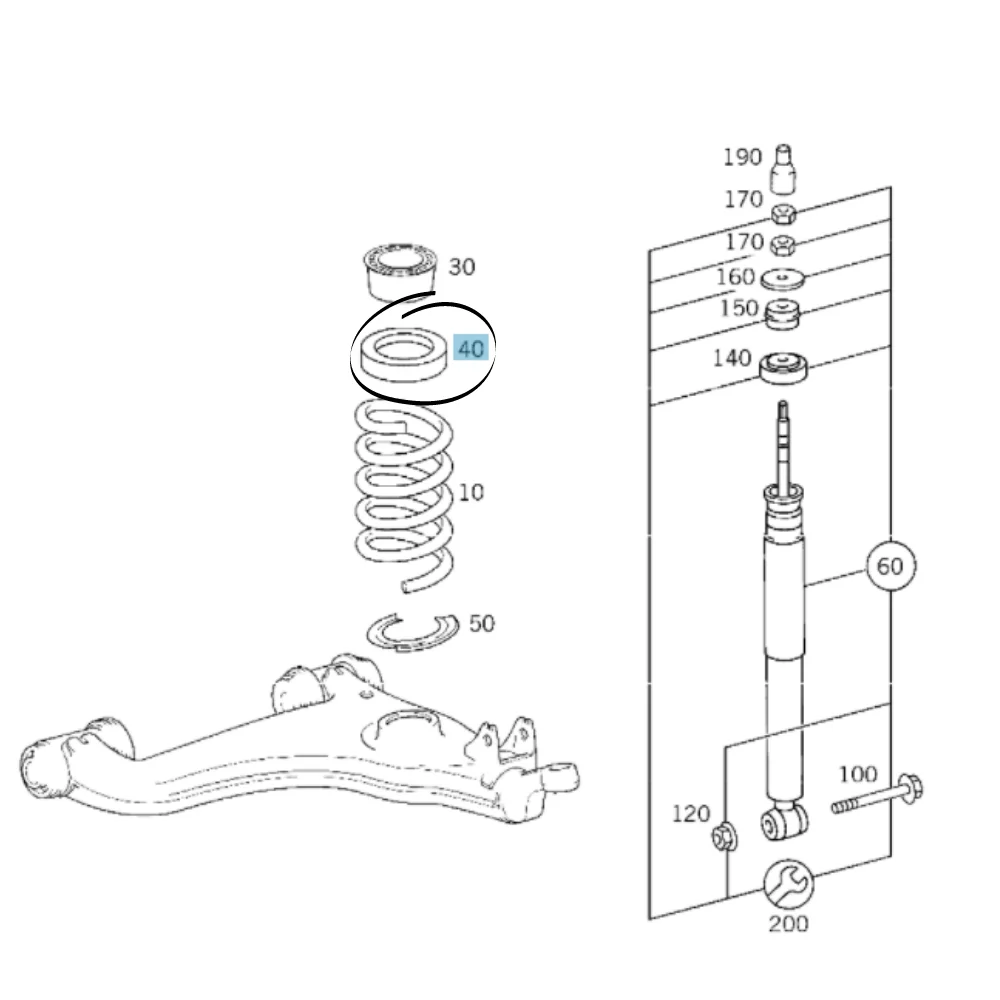 Mercedes Benz Meyle Front Coil Spring Mounting SET W210 W170 4DOT 17MM 2103210484 0140320072