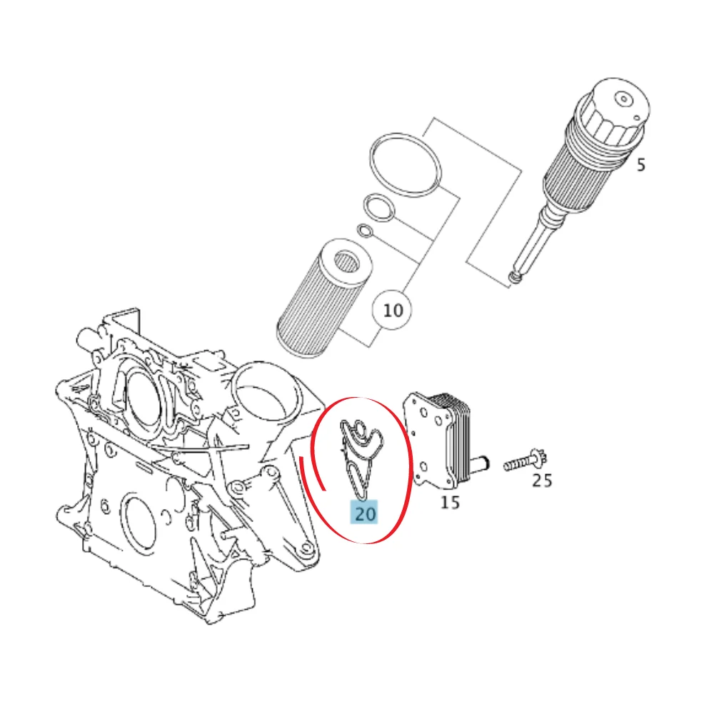 Original Mercedes Benz Engine Oil Cooler Gasket Seal M611 M612 M646 6111840280 633540 703425400