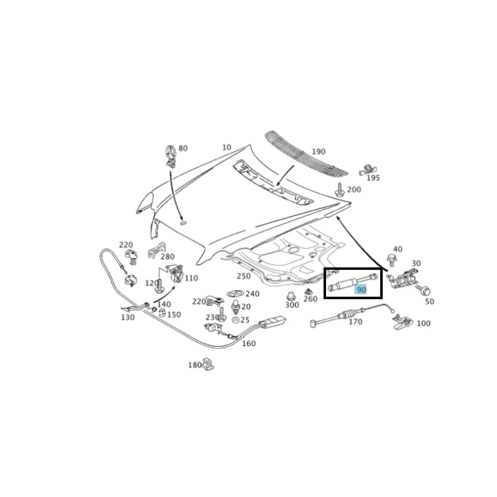 Mercedes Benz Stabilus Front Bonnet Abs R/H W203 W209 2038800029 3474XK
