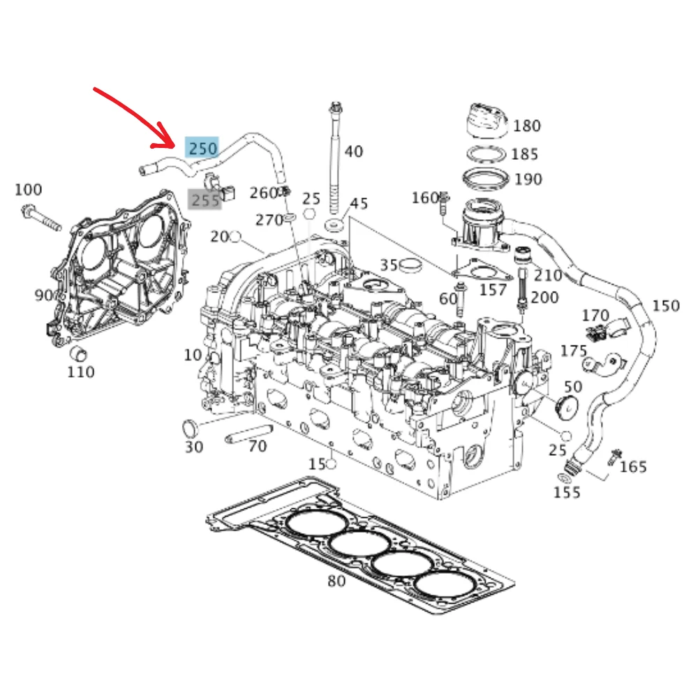 Original Mercedes Benz Radiator Expansion Tank Hose M270-910/920 UTE ENG>EXP 2702031682