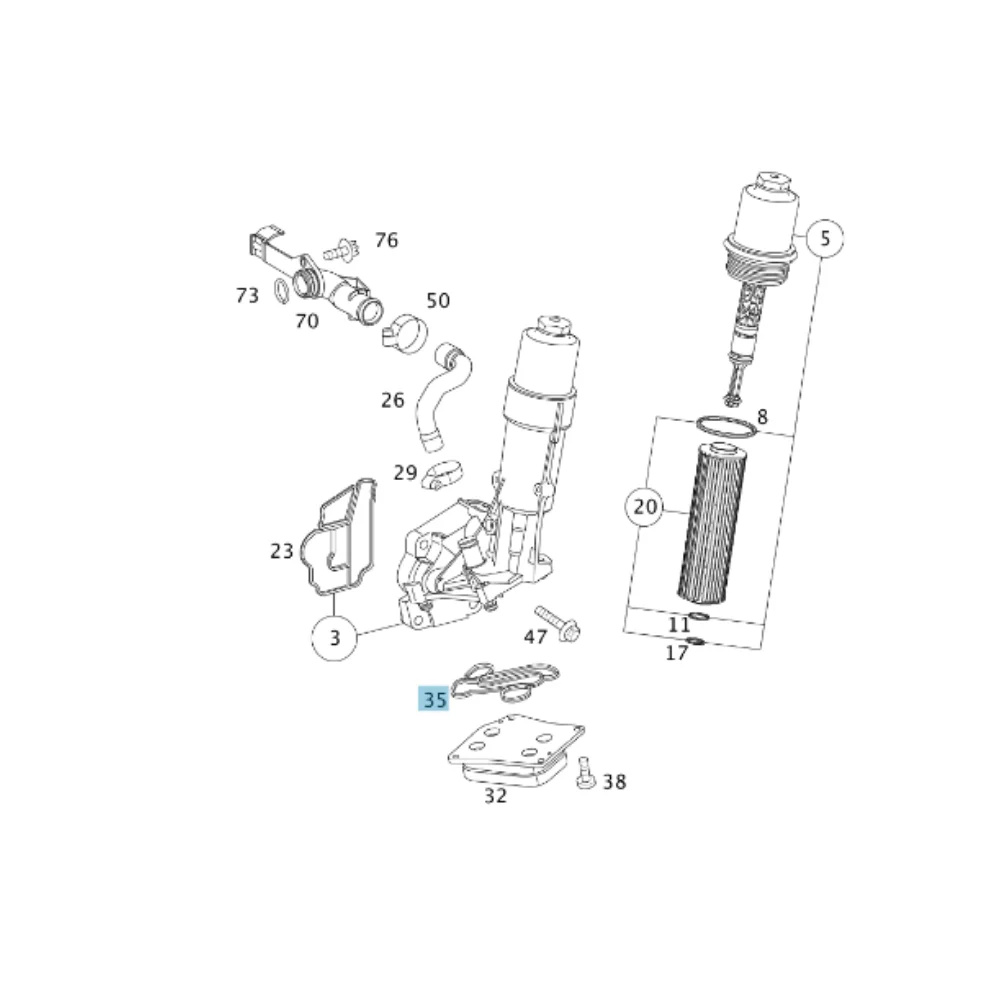Mercedes Benz Elring Oil Cooler Gasket M271 >Oil Filter Bottom 2711840080 084130