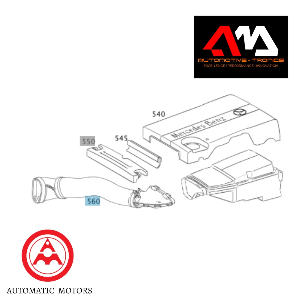 Mercedes Benz Automotive-Tronics Air Cleaner Intake Hose M271 W211 E200K Bet-Air-CL-&-Scoop 2710941282 2710949282