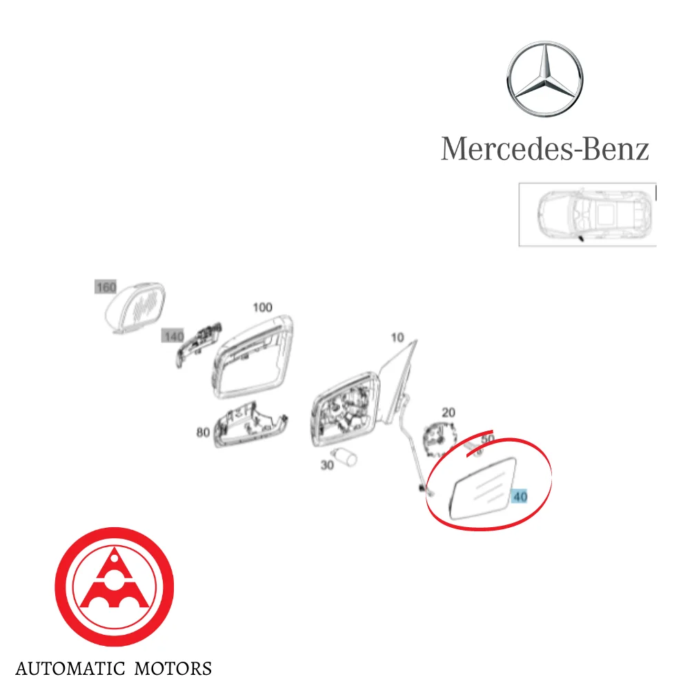 Original Mercedes Benz Door Mirror Glass L/H W176 W246 W117 W156 W242 2468100121