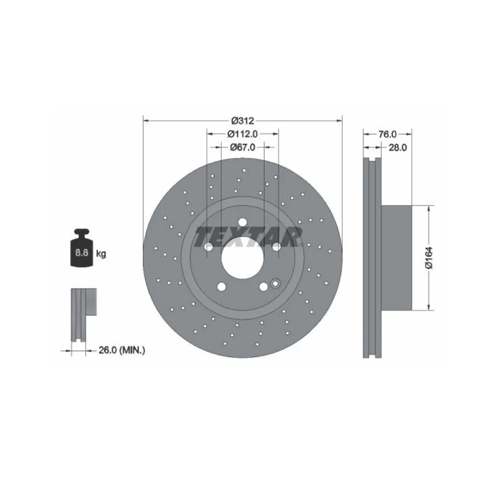 Mercedes Benz Textar Front Brake Disc W220 S280 320 2204210912 0155212048/PD 0835212048/PD 92099305