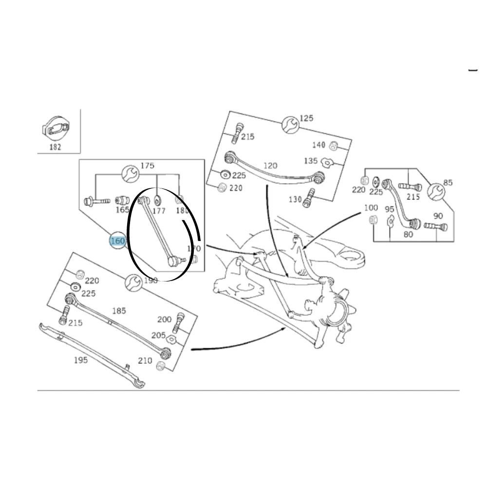 Merceds Benz Meyle Rear Track Control Arm 1 Side Join W220 2203500153 2120901 2203500353 0160350051