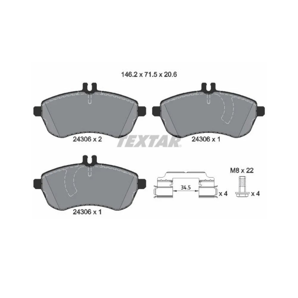 Mercedes Benz Textar Front Brake Pad Set W204 W212 2430601 0074205620 0074205720 0054200820 0054200920 0074205520