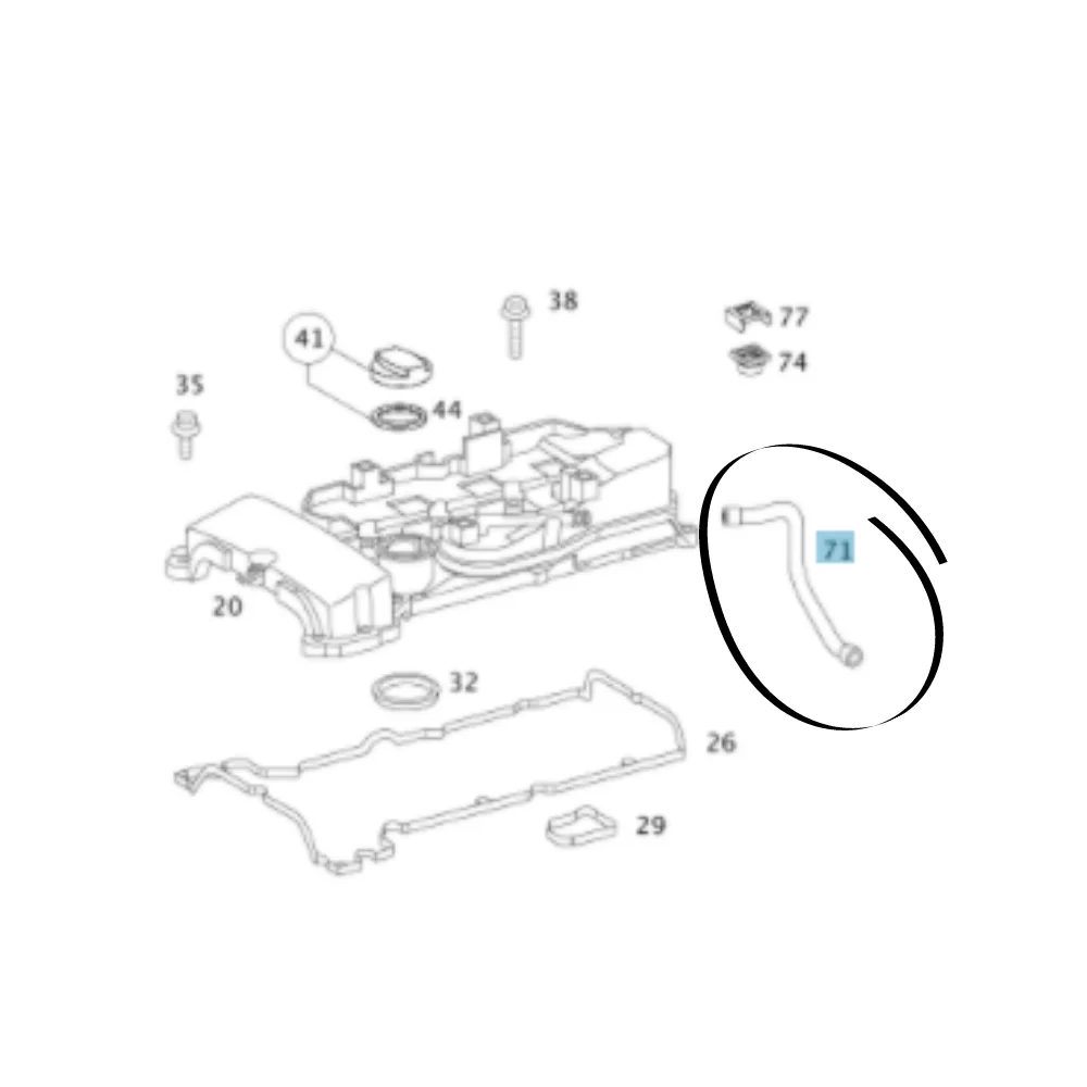 Mercedes Benz Bbr Oil Breather Pipe M271 Valve Cover to Intake Manifold 2710160481 2710160281 2710160181 0011019039