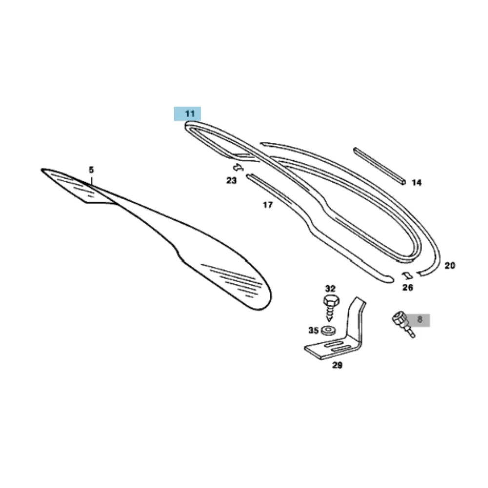 Mercedes Benz Trucktec Rear Windscreen Rubber W123 1236700239 0250003 0013007781