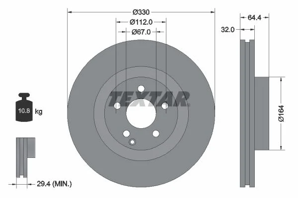 Mercedes Benz Textar Front Brake Disc W204-GLK W211 W219 2114211312 2114211412 2114211012 2044212912 0155210004/PD 08352