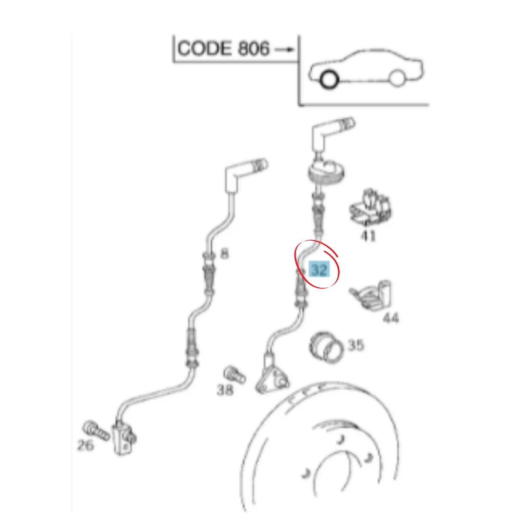 Mercedes Benz Meyle Front Wheel A.B.S. SENSOR L/H W208-FC W202-FC 1705400817 0148000100 24071160213