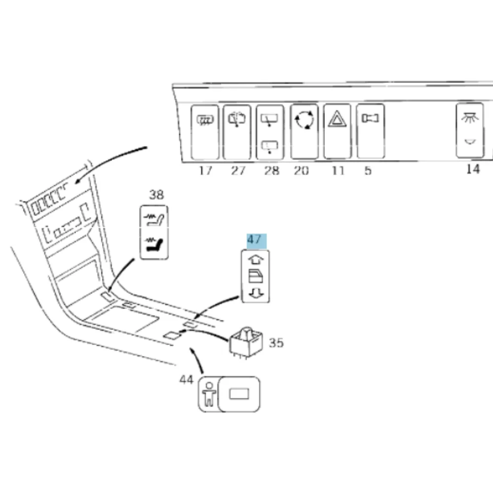 Mercedes Benz Meyle Front Power Window Switch R/H W124 UTC W126 FC86 5-PIN 1248204510 0140820012