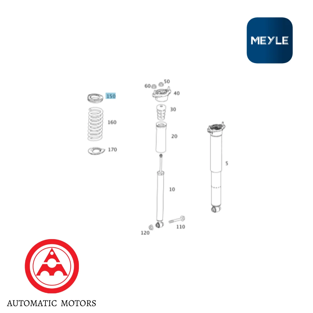 Mercedes Benz Meyle Rear Coil Spring Mounting SET W210 W203 W170 W204 3Dot 13mm 2103250384 0140320076