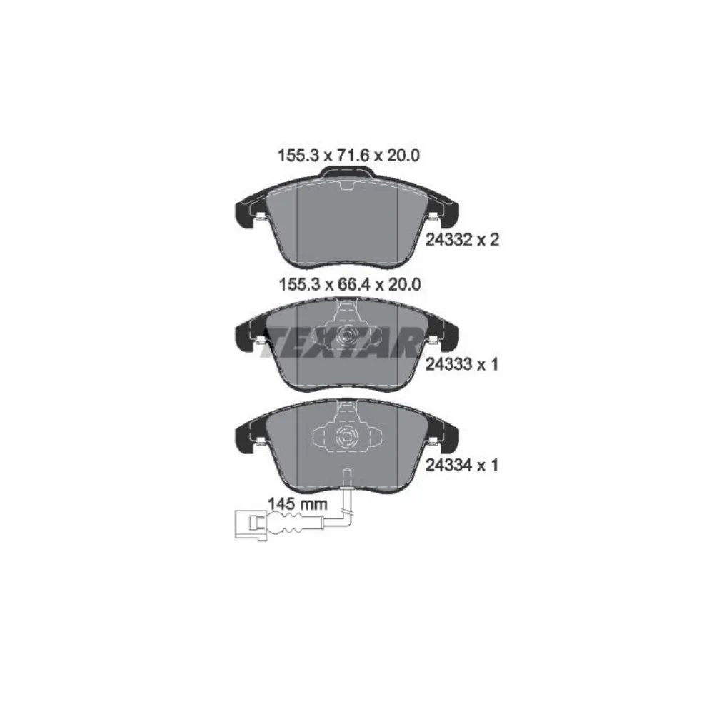 Audi-Q3 Quattro 2.0 12' Textar Front Brake Pad Set With Sensor 5N0698151 2433301
