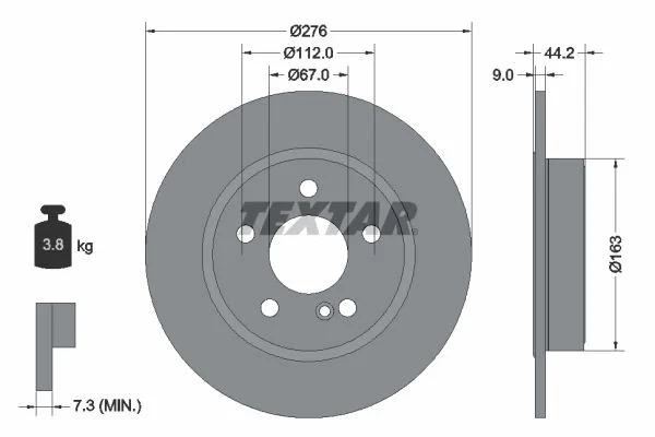 Mercedes Benz Textar Rear Brake Disc SET W246-B180 200 W176-A180 200 2464230012 0155230004/PD 0155230015/PD 92241303
