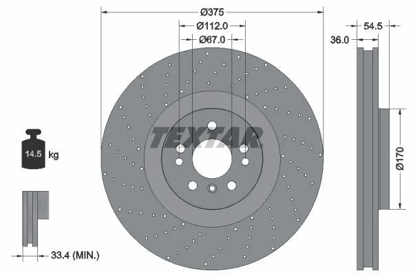 Mercedes Benz Textar Front Brake Disc W166 W292-GLE 1664210912 1664211600 92279805