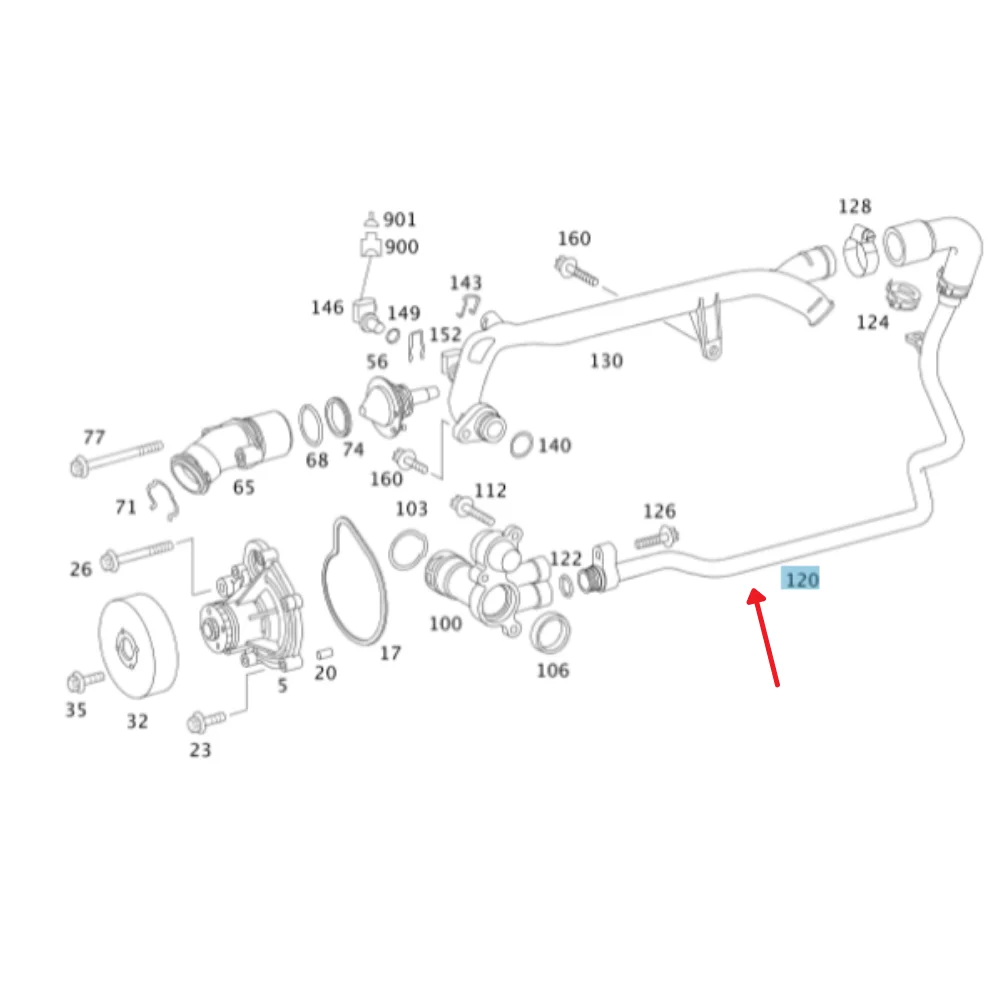 Original Mercedes Benz Water Cooling HOSE/PIPE M271 W203.046 W211-E200K 2712030602 2712030502 0011026651