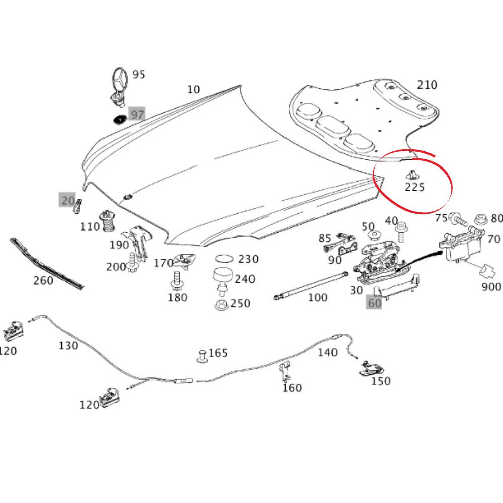 Original Mercedes Benz BONNET FOAM CLIP W205 W211 W117 W176 W246 0019880325 0267153 0018010000