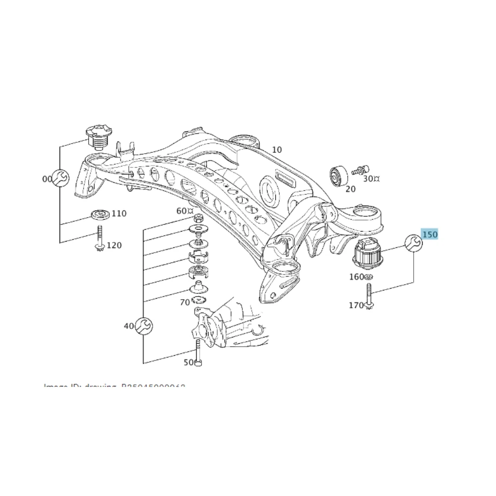 Mercedes Benz Meyle Rear Body Mounting Kit Rear W210 Big 2103505908 0140350027
