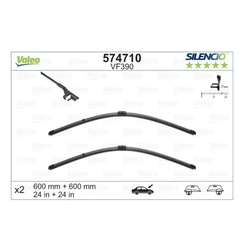 Mercedes Benz Valeo Front Windscreen Wiper Blade Set W204-UTC Aero-Type 24"/24" 2048202200 574710