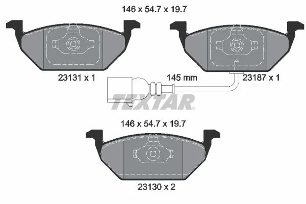 Vw New Beetle Gti V Audi-A3 Textar Front Brake Pad Set 1J0698151G 2313101 1J0698151D 1J0698151E 1J0698151F 1K0698151A 1K