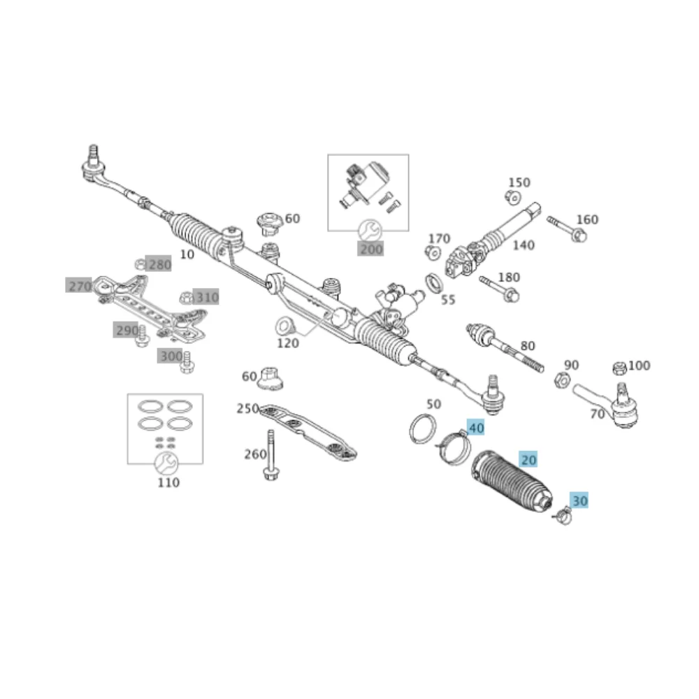Mercedes Benz Meyle Steering Rack Boot Kit W906 W251 W164 1644600096 9064601900 9064600096 0146200006 3392501