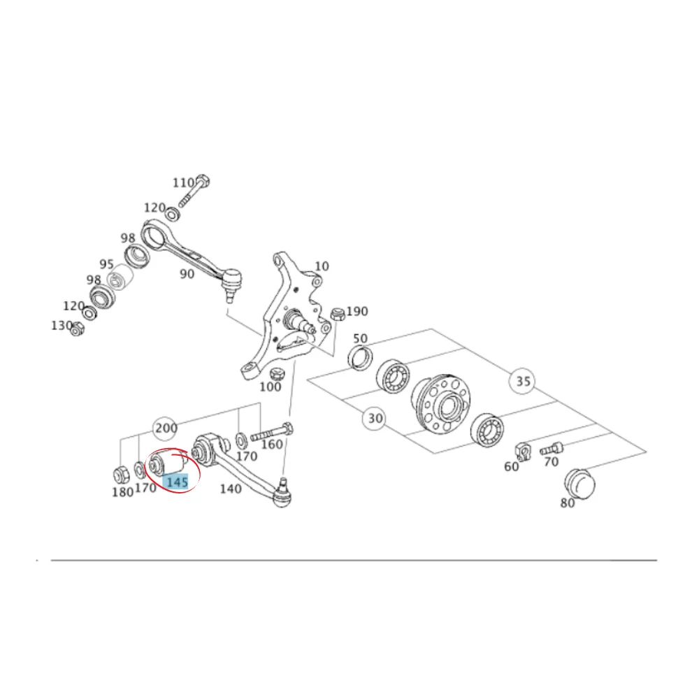 mercedes Benz Meyle Front Lower Arm Bush W203 2033330914 500295 2540401 0140330149
