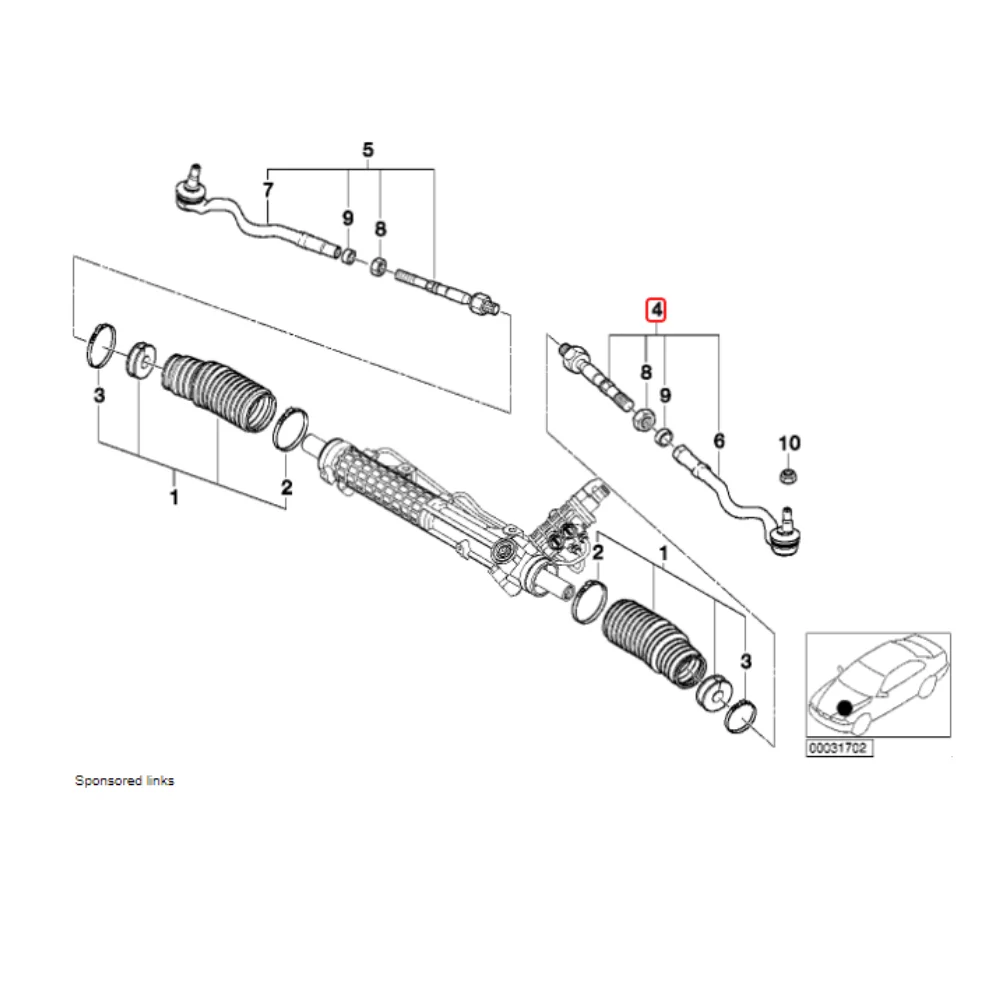 Meyle Steering Rack Tie Joint Rod & Tie Rod End L/H Bmw E46 32106777503 32211095955  32111096897 3160300004