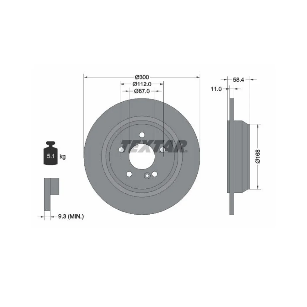 Mercedes Benz Textar Rear Brake Disc W220 S280 S320 2204230112 0155232047 0155230036 92099405 92099403