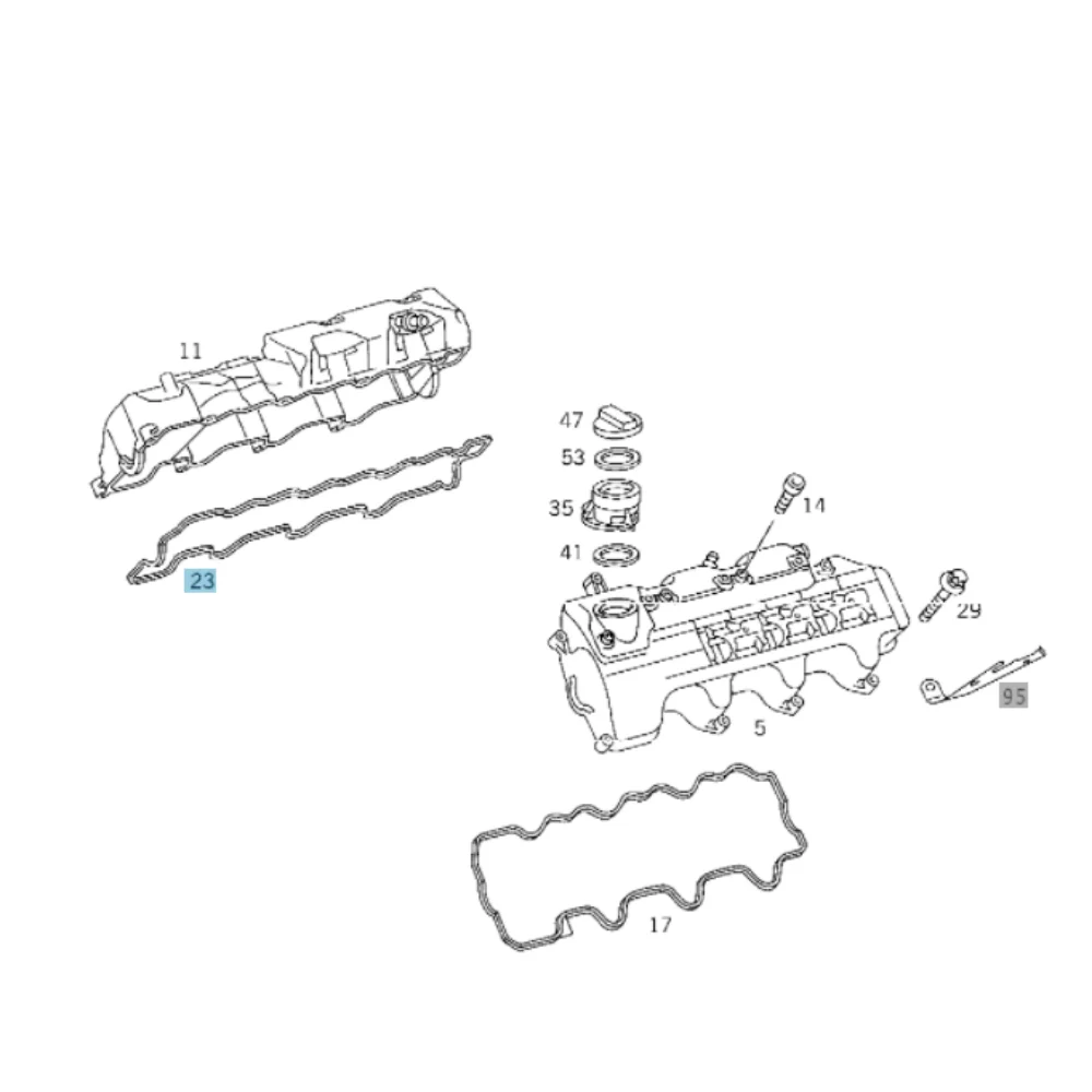 Original Mercedes Benz Valve Cover Gasket Right Side M112 V6 1120160121 1120160321 713410800 130280 124625