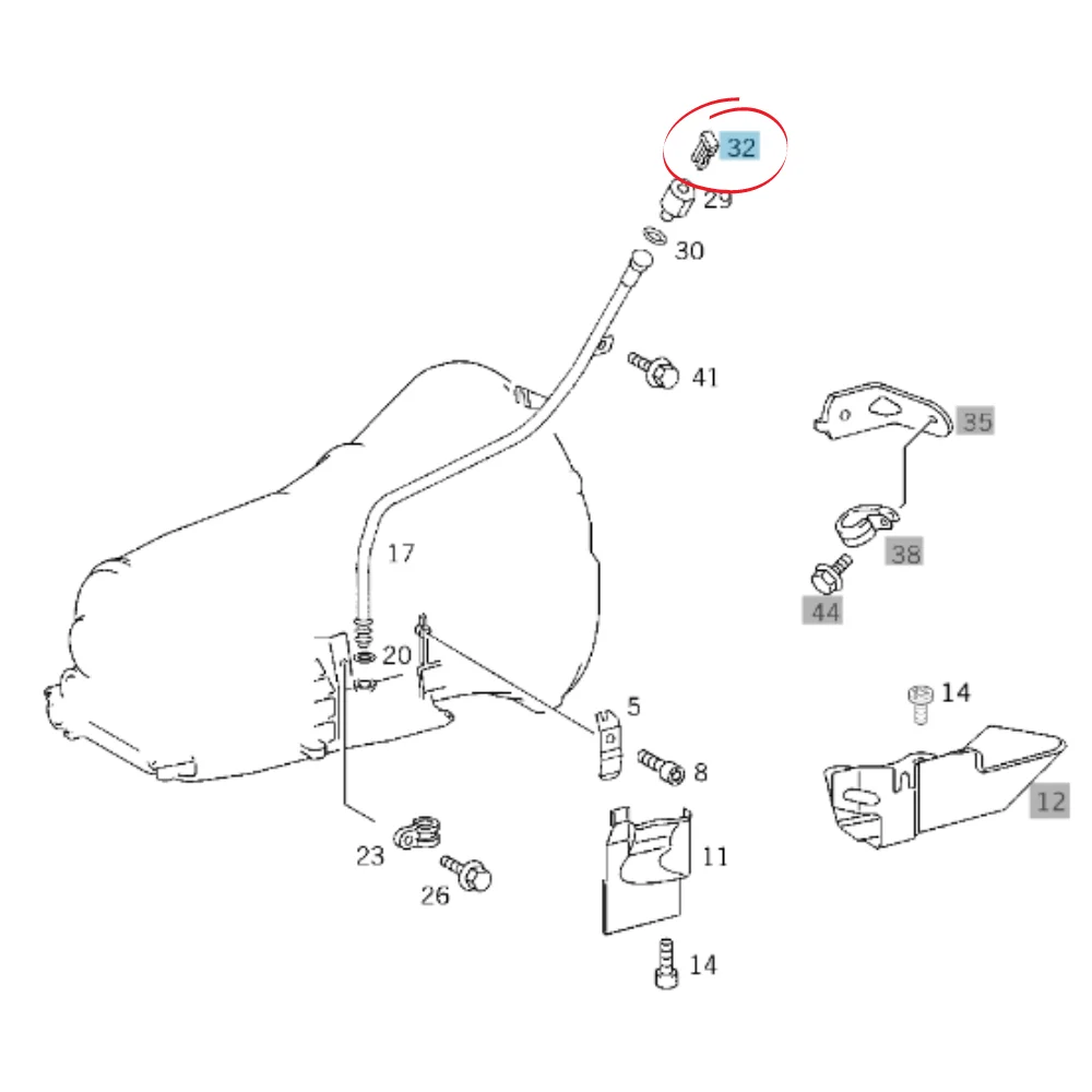 Origina Mercedes Benz Automatic transmission Oil Dip Stick Tube Cap Red Clip 722-6 1409910055