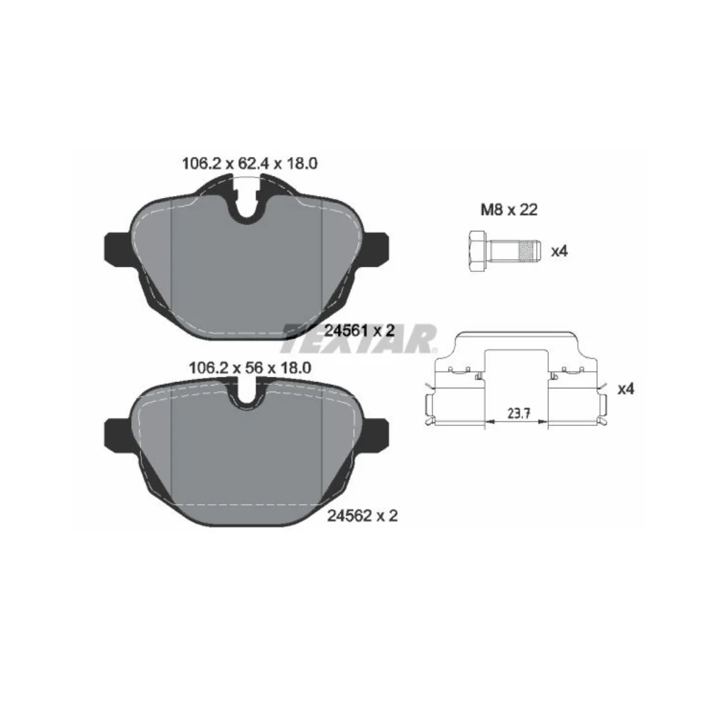 Bmw F10-FC-525/528/530/535/550i X3 F25 Textar Rear Brake Pad Set 34216796741 34216788284 34216798193 2456101
