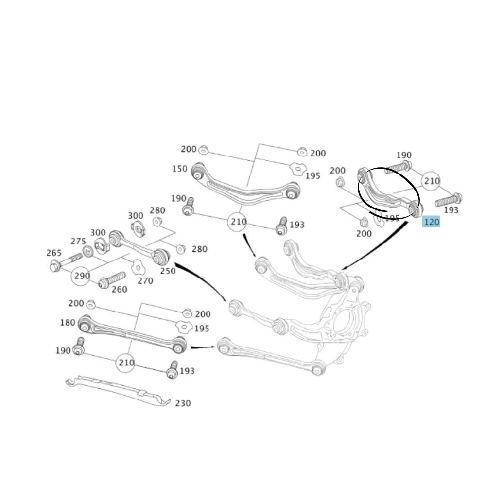 Mercedes Benz Bbr Rear Lower Rear Link Arm Right Side W221 W216 W222 W217 2213500606 2223500232 0160350043 0011018513