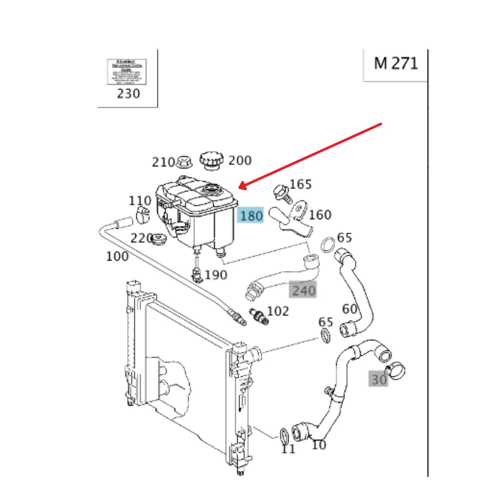 Mercedes Benz Automotive-Tronics Radiator Expansion Tank W203 2035000049 0142230001 2035009949