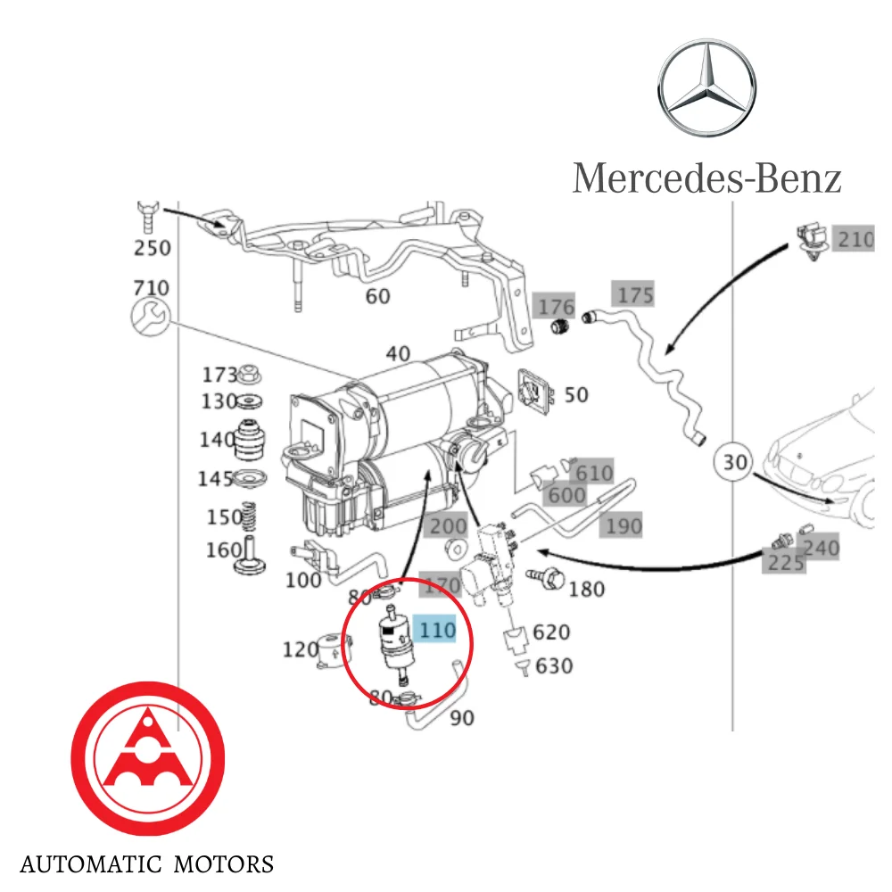 Original Mercedes Benz Hydraulic Air ABS Air Compressor Pump Filter W220 FC W211 W216 W219 W221 2203200069